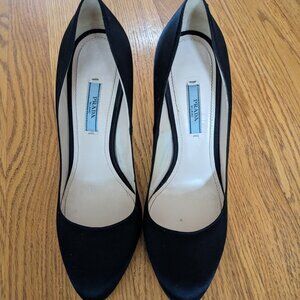 Prada black satin heels. Size 39